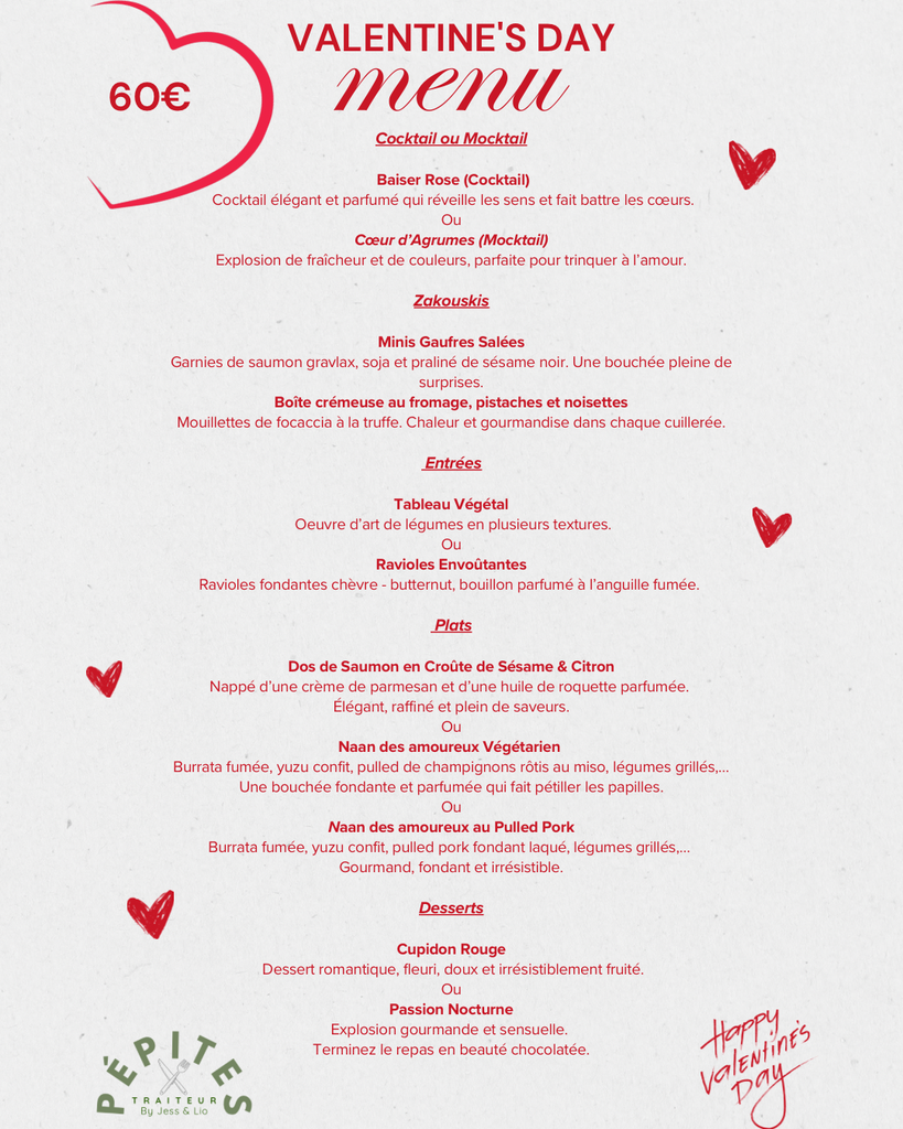 Valentine's Day Menu